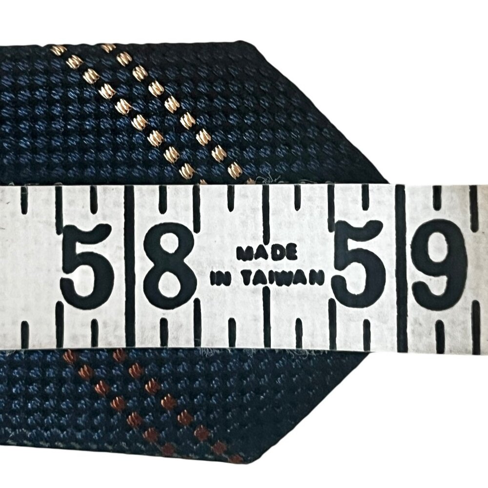 VOX Pure Silk Tie 59" Navy Blue With Yellow & Red Stripes Traditional Work - Picture 6 of 7